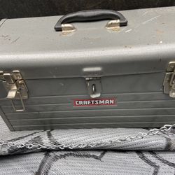 Vintage Craftsman Sears Metal Tool Box Chest With Tray Drawer Toolbox Grey USA