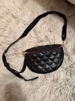 Black Quilted Leather Crossbody Belt Bag