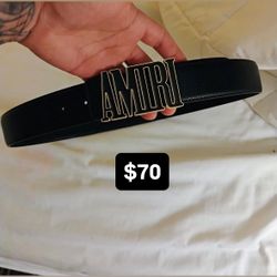 Amiri black gold belt 