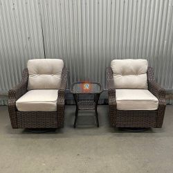 Outdoor Patio Swivel Chair Set of 3pc