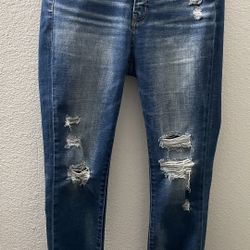 BKE Billie Jeans Slim Fit High Rise Ankle Skinny Womens 25 Distressed Blue Denim