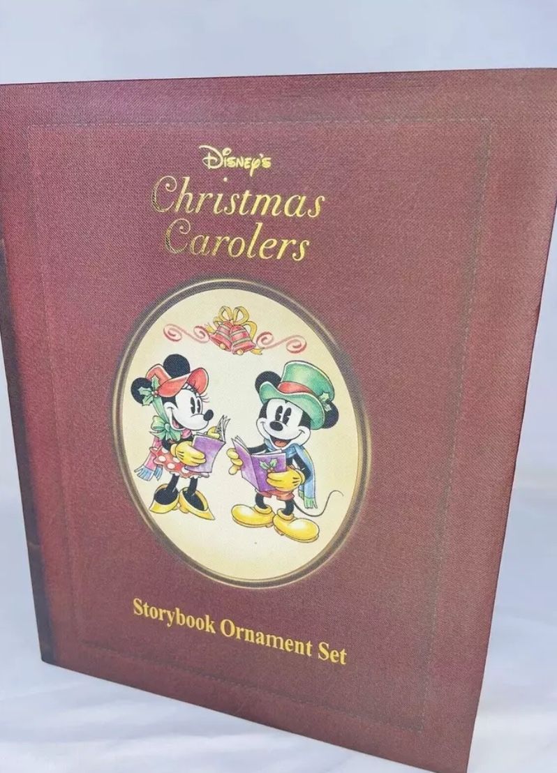 Disney Christmas Carolers Storybook Ornament Set Mickey Minnie Mouse Pluto