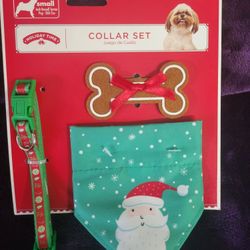 Holiday Time Small Pet Collar Christmas Set
