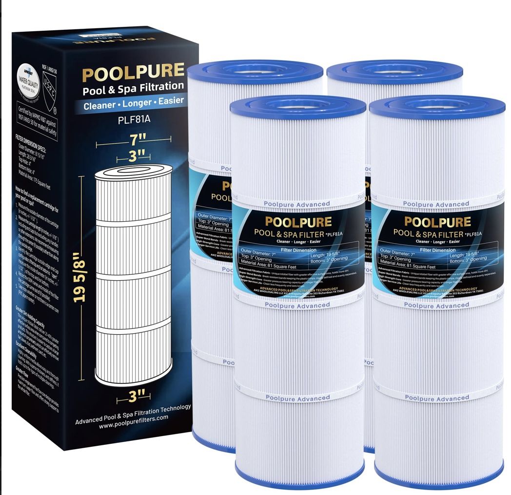 POOLPURE CX580XRE Pool Filter Cartridges (4-Pack) – Fits Hayward & More