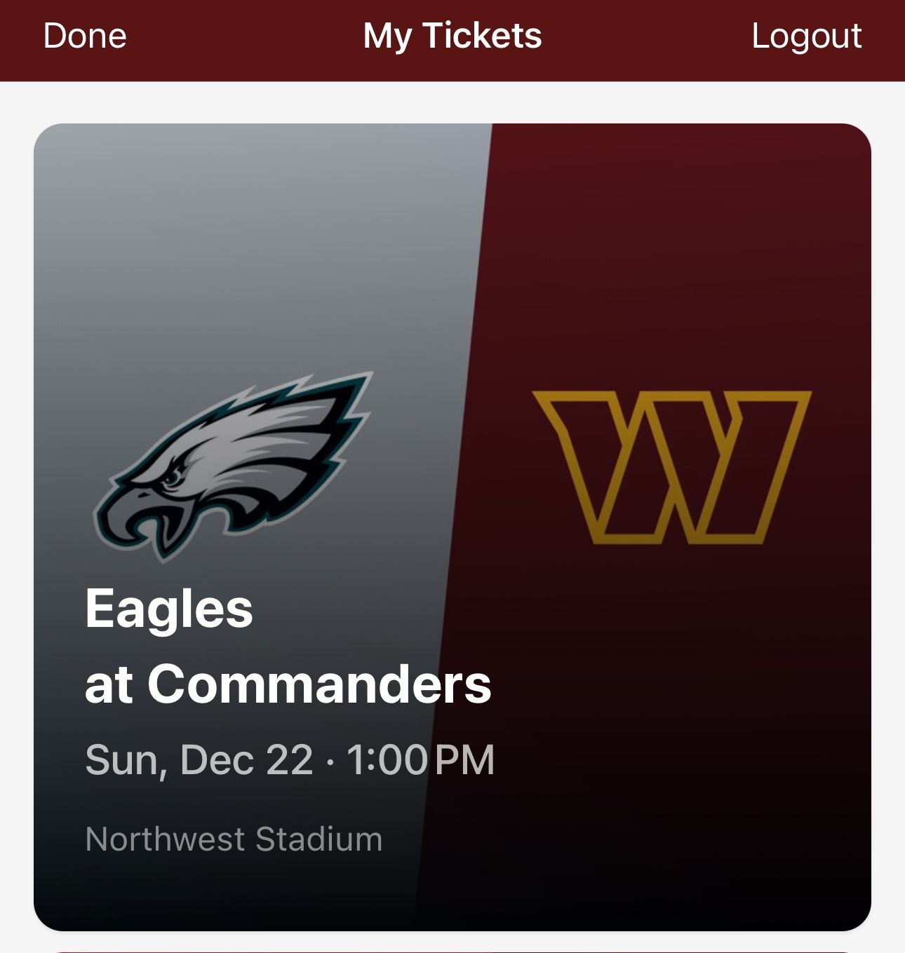 Commander Vs Eagles Tickets