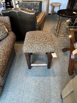 gray & light gray Stool w/ cherry wood frame - SKU: F8J92S