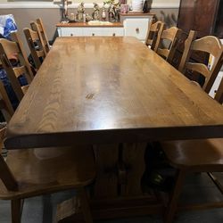 Wooden Dining Table 7ftX37inX2 1/2inch Rectangle Seats 8 People Sturdy Wood