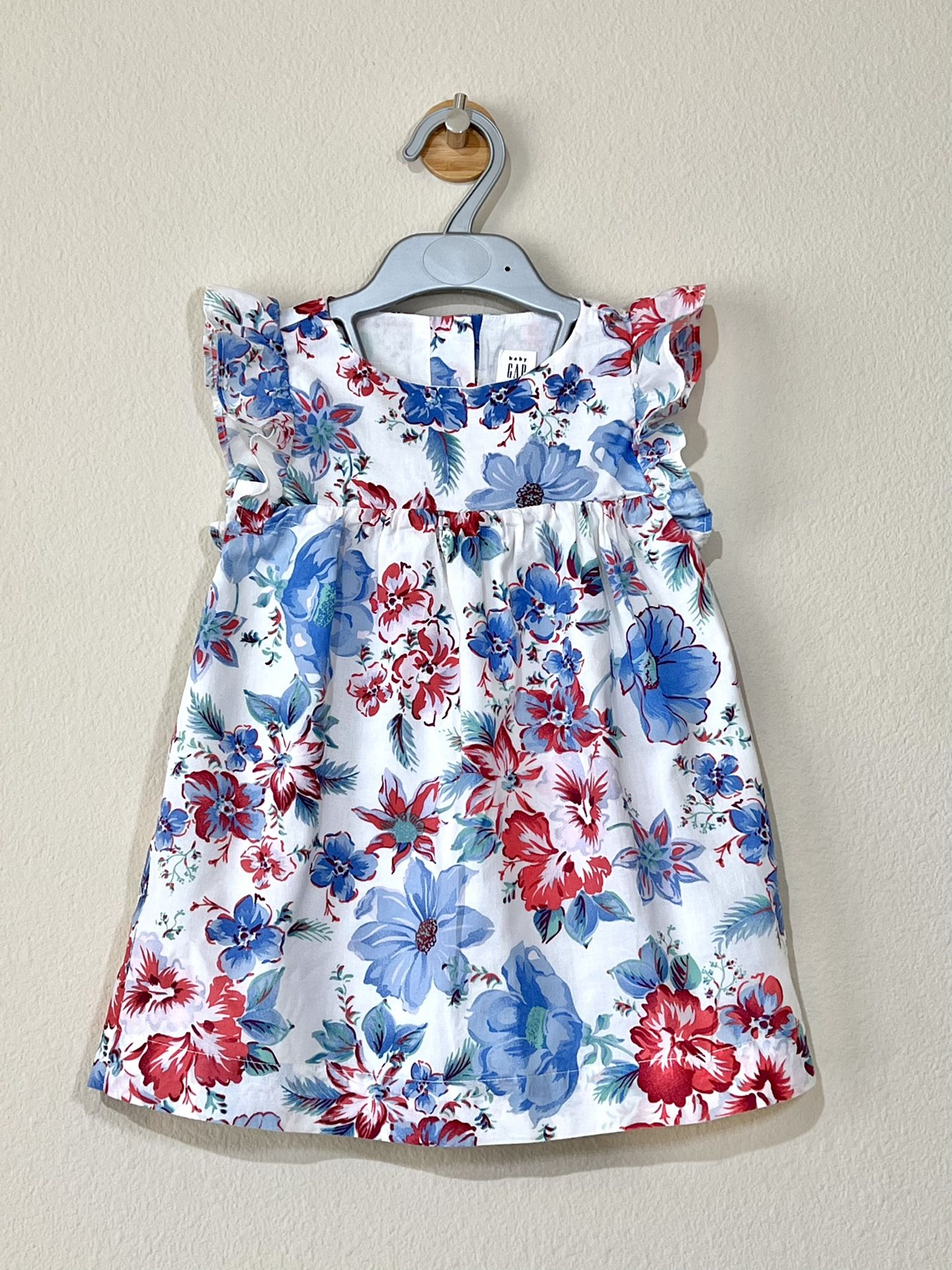 Baby Gap Tunic Dress, Floral Print Ruffled Sleeves 2Y