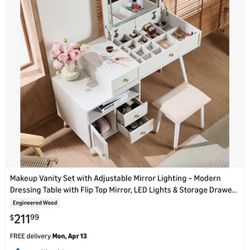 3-In-1 Vanity Desk With Lights
