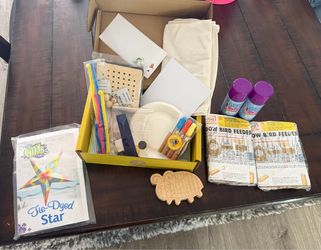 Kid crafting stuff and silly string
