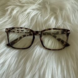 Blue Light Blocking Glasses with a leopard print frame, womens