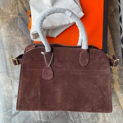 THE ROW MARGAUX 15 BROWN SUEDE