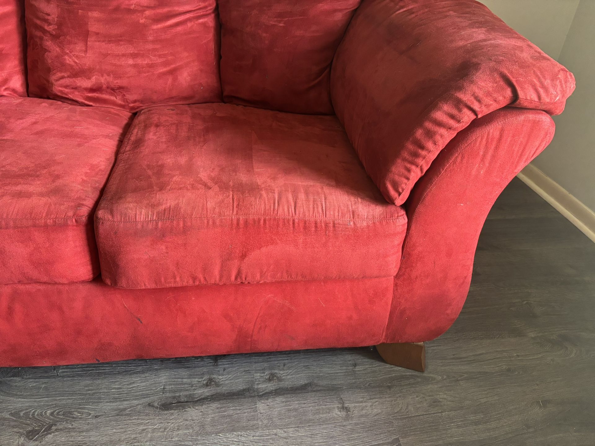 Red Microfiber Sofa Set ( Both)