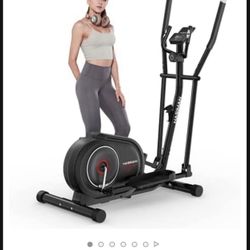 Elliptical Machine for Home Use Cross Trainer with Hyper-Silent Magnetic Driving System with 8 Levels Adjustable Resistance LCD Monitor and Pulse Sens