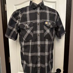 Vintage Men’s Carhartt Plaid Short Sleeve Button Up Shirt Size L
