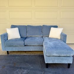 Blue Denim Living Spaces Reversible Sectional Couch Sofa