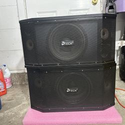 Big DTECH KS-V102 KARAOKE SPEAKERS, DUAL 10” WOOFER 600 Watts
