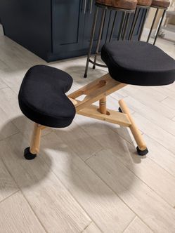 Wooden Ergonomic Kneeling Chair - Black - Emma + Oliver