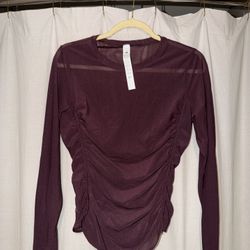 Lululemon Mesh Ruched Long-Sleeve Shirt size L