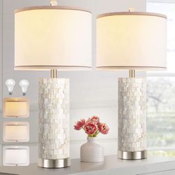 Visit the ROTTOGOON Store 4.1 4.1 out of 5 stars 47 Seashell Table Lamps for Living Room Set of 2, Modern Coastal Bedside Lamps Shell Pearl Tiles 26 i