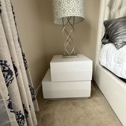 Ivory Tufted Bed And Desk $275.00 Nightstands Are 25 Each And The Dresser Is 50