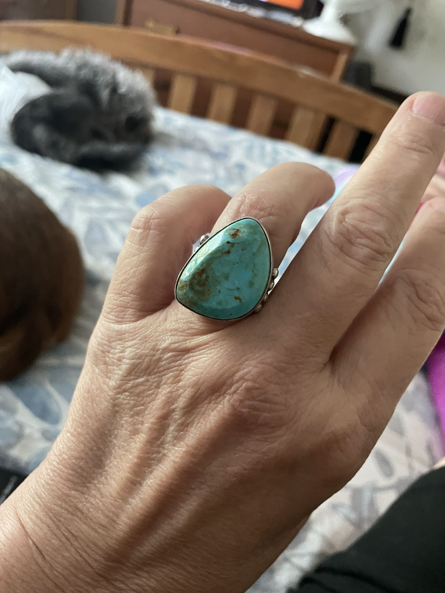 Size 10 Sterling Turquoise Ring