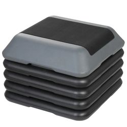 16'' Compact Aerobic Step Platform W/4 Risers, Height Adjustable Exercise Workout Stepper