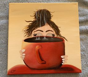 Morning Hair, Morning Hair: 10 x 10 acrylic painting on canvas