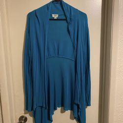 Aleyna By Zenana Blue Women's Open-Front Cardigan Sweater Long Sleeve Size 1XL