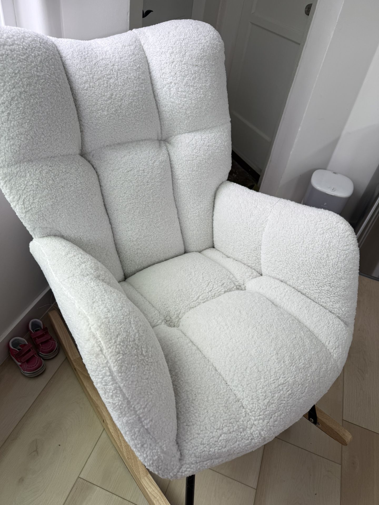 White Sherpa Rocking Chair