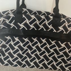 Diane Von Furstenberg Weave Neutral Weekender Duffel Tote Bag 