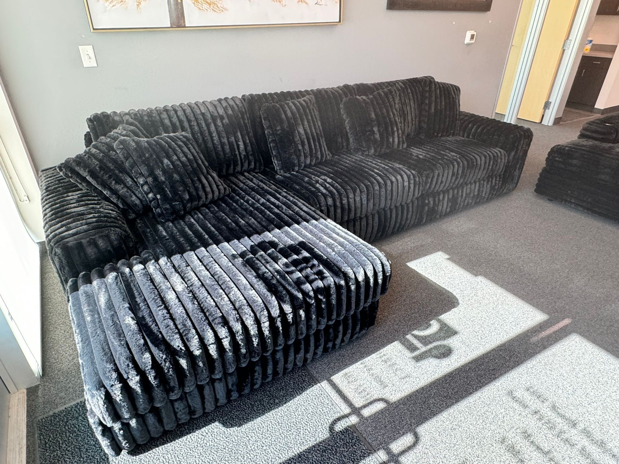 Black Sectional (Left Chaise) w/ Pillows