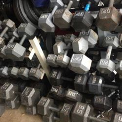 SELLING DUMBBELLS : NEW RUBBER / HEX STEEL / ADJUSTABLE  : 10s 20s 30s 40s 50s 60s 70s 85s 100s 120s  ($1 to $1 50 LB.)