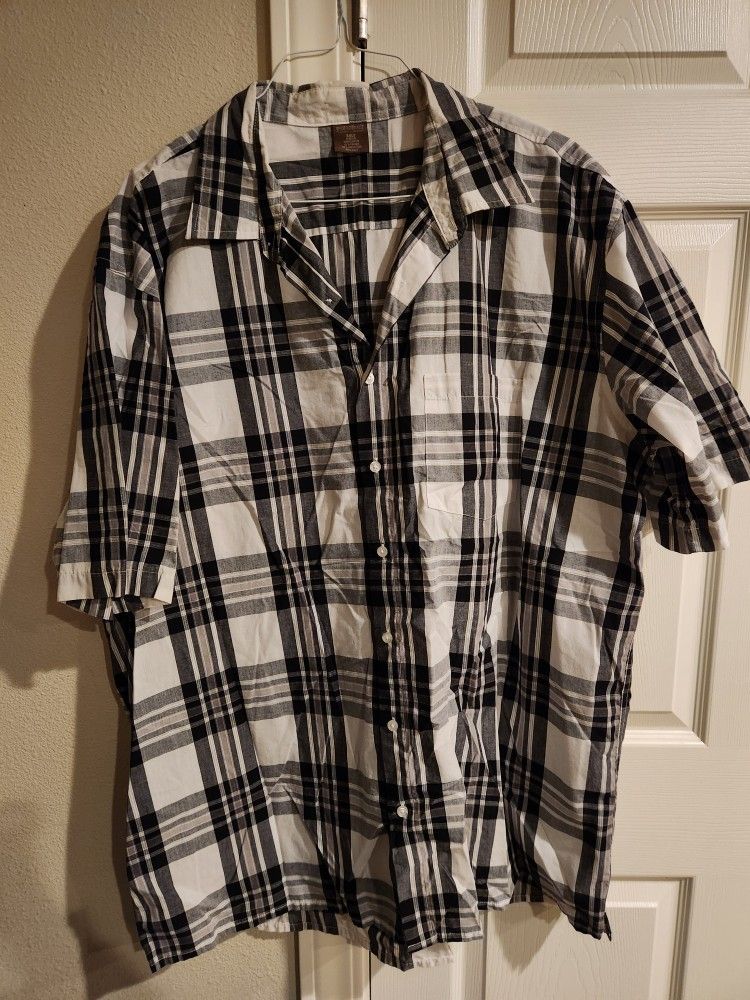 Mens Great Northwest Black & White Plaid Button Down Shirt