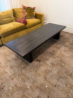Reclaimed oak plank rectangular coffee table by restoration hardware