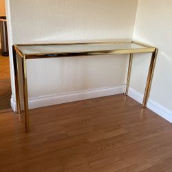 Glass Slim Table W Gold Frame