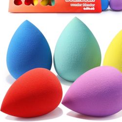 BEAKEY 5 Pcs Makeup Sponges Set, Latex-Free Blender, Perfect for Liquid, Cream, Powder, Soft Wonder Blender Boun Boun Beauty Sponges, Beauty Gift Set