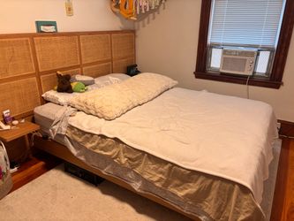 Oak Wood Head Board and Frame Queen Sized