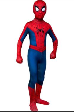 MARVEL Spider-Man kids Halloween Costume-Deluxe (ONLY JUMPSUIT NO MASK) Two-Way Stretch Spandex with Zippers Openings size small 5-7
