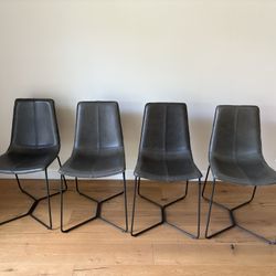 West Elm Gray Leather Dining Chairs