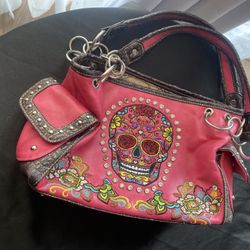Embroidered Pink Purse