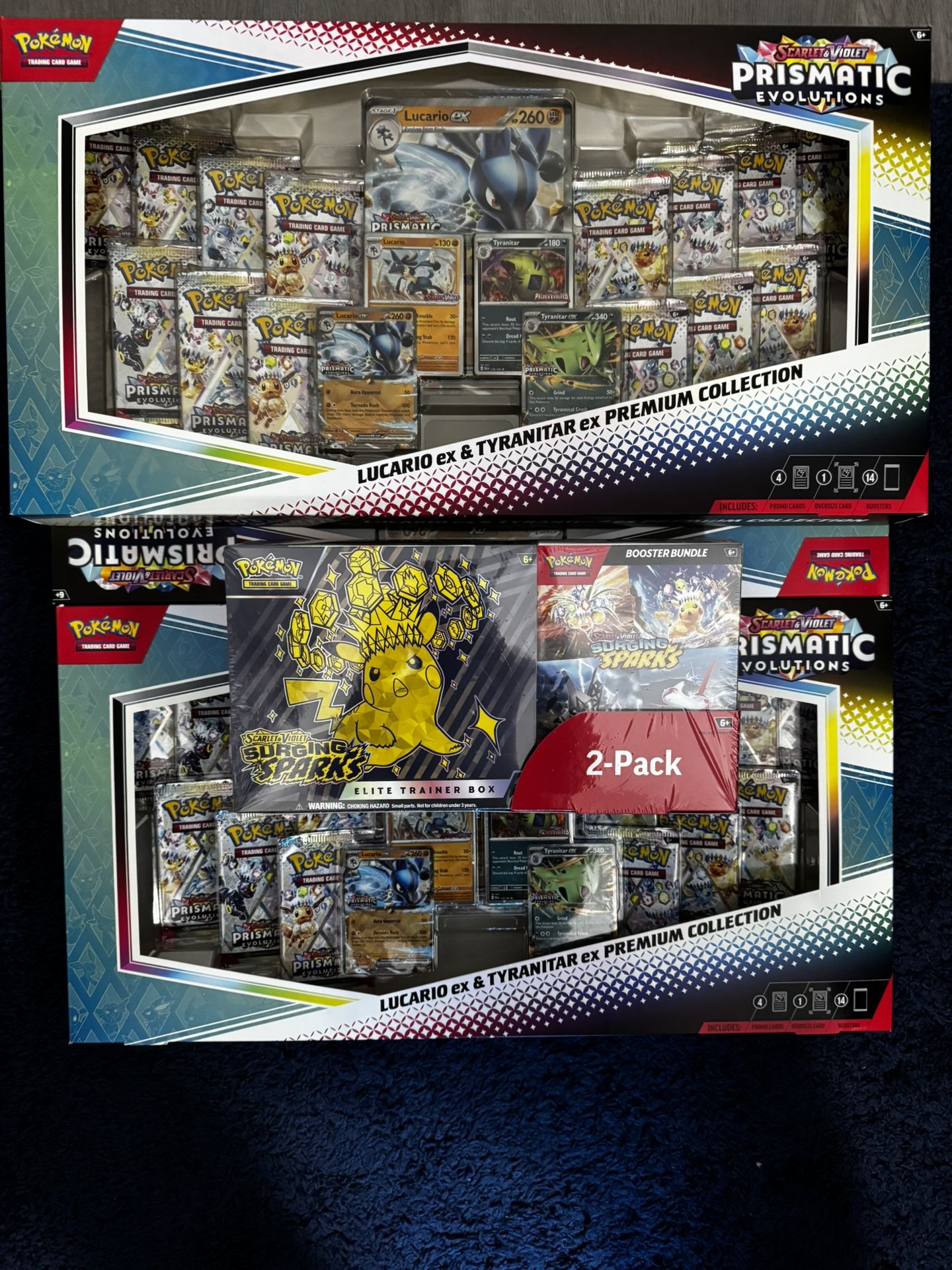 Pokemon Cards Prismatic Lucario 3 Boxes And 1 Surging Sparks Bundle 400$