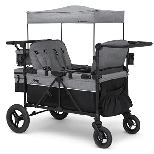 Jeep Wrangler Deluxe 4 Seater Stroller Wagon by Delta Children - Gray