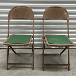 Vintage Set of two Metal Folding Chairs Hampden Speciality Products Mid century modern MCM green