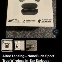 Altec Lansing - NanoBuds Sport True Wireless In-Ear Earbuds - Charcoal Gray