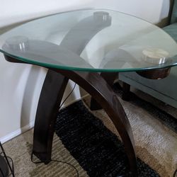 2 Glass And Wood Coffee Tables