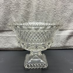 Large Vintage Glass Pedestal Compote Bowl Centerpiece