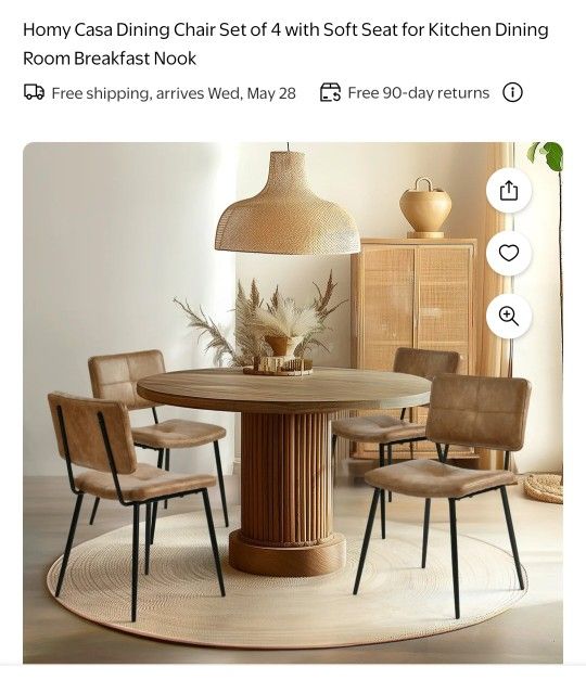 Homy Casa Dining Chair Set Of 4 Kitchen Breakfast Nook Chestnut Brown Chair Seat Furniture