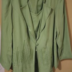 2pc Women's Lime Green Skirt Suit Plus Size 
