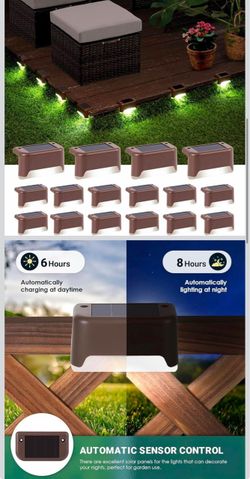 GIGALUMI Led Solar Deck Lights, 16 Pack，Waterproof, Warm White LED Solar Deck Lights for Outdoor Stairs, Step, Fence, Railing, Yard and Patio Number 8